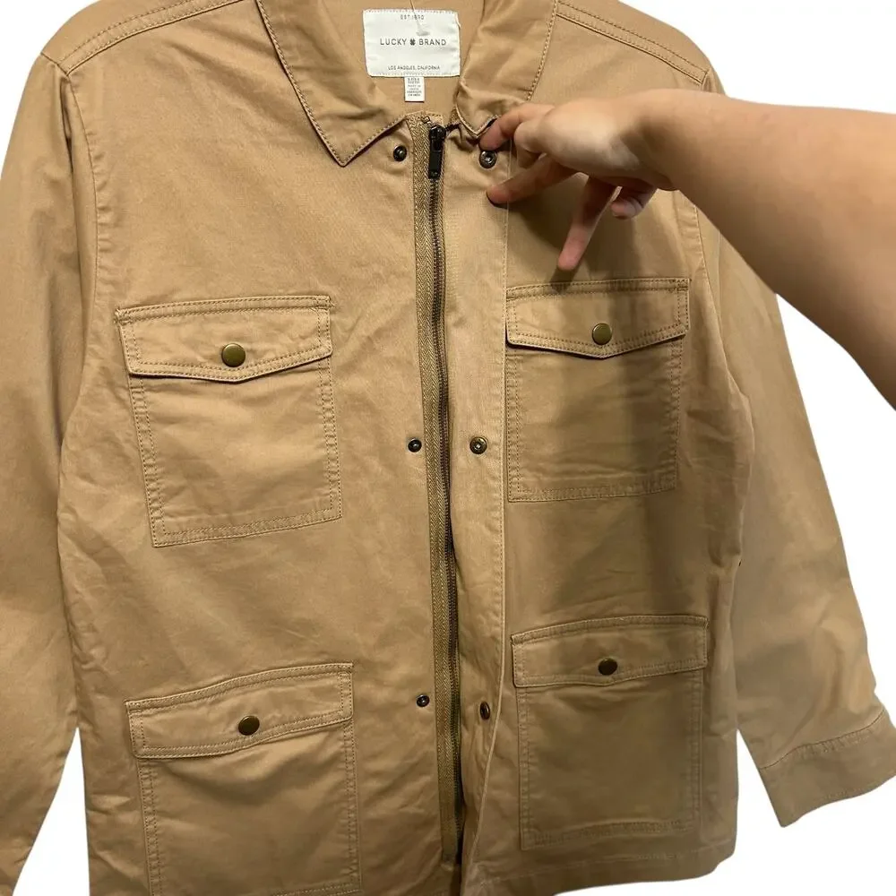 Lucky Brand Utility Field Jacket NWT Men's Sz M Tan Workwear Military Casual